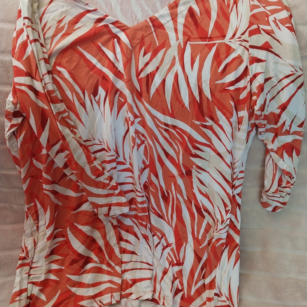 Elle Vibrant Red and White Blouse